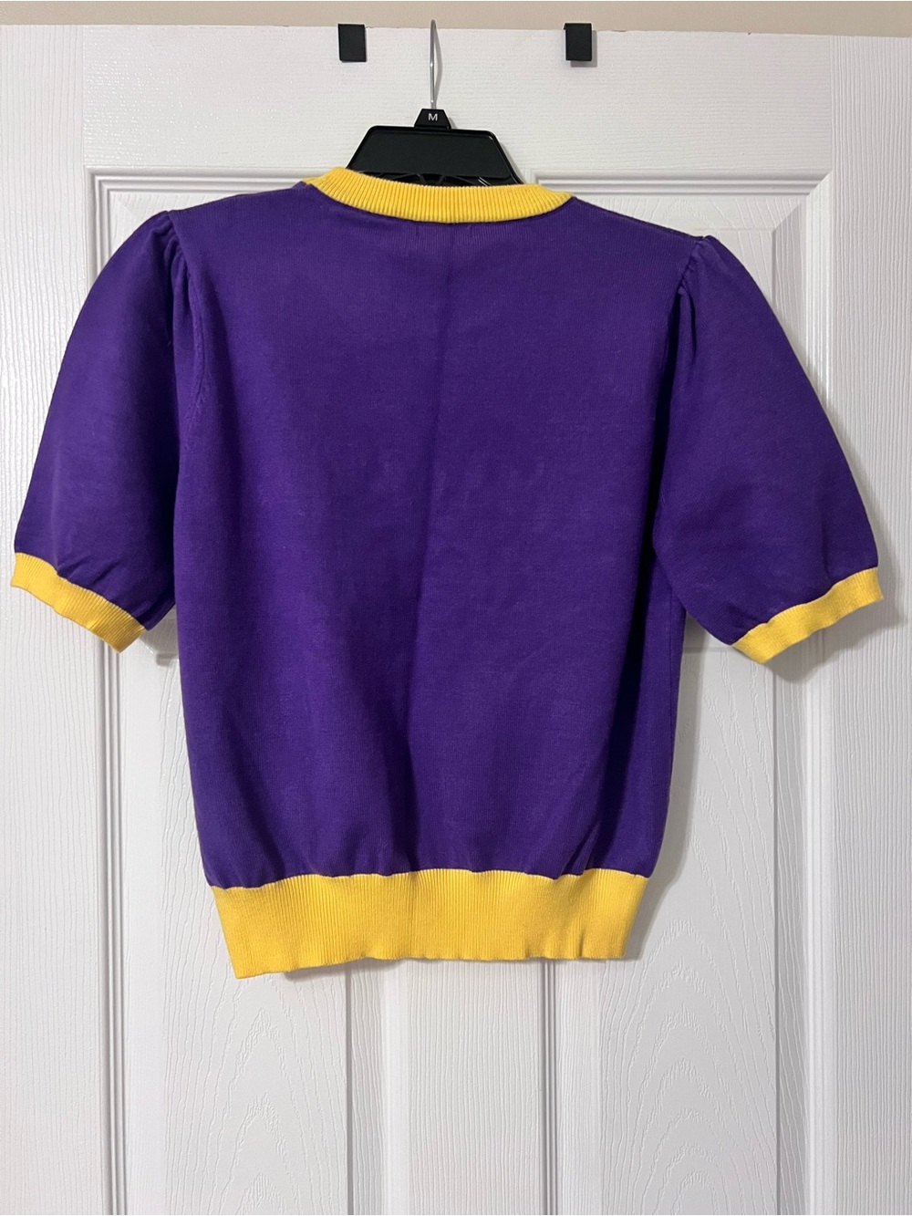 WHY DRESS Purple Knit Crop Sweater with Gold Script Detail GAMEDAY Football - Picture 2 of 5
